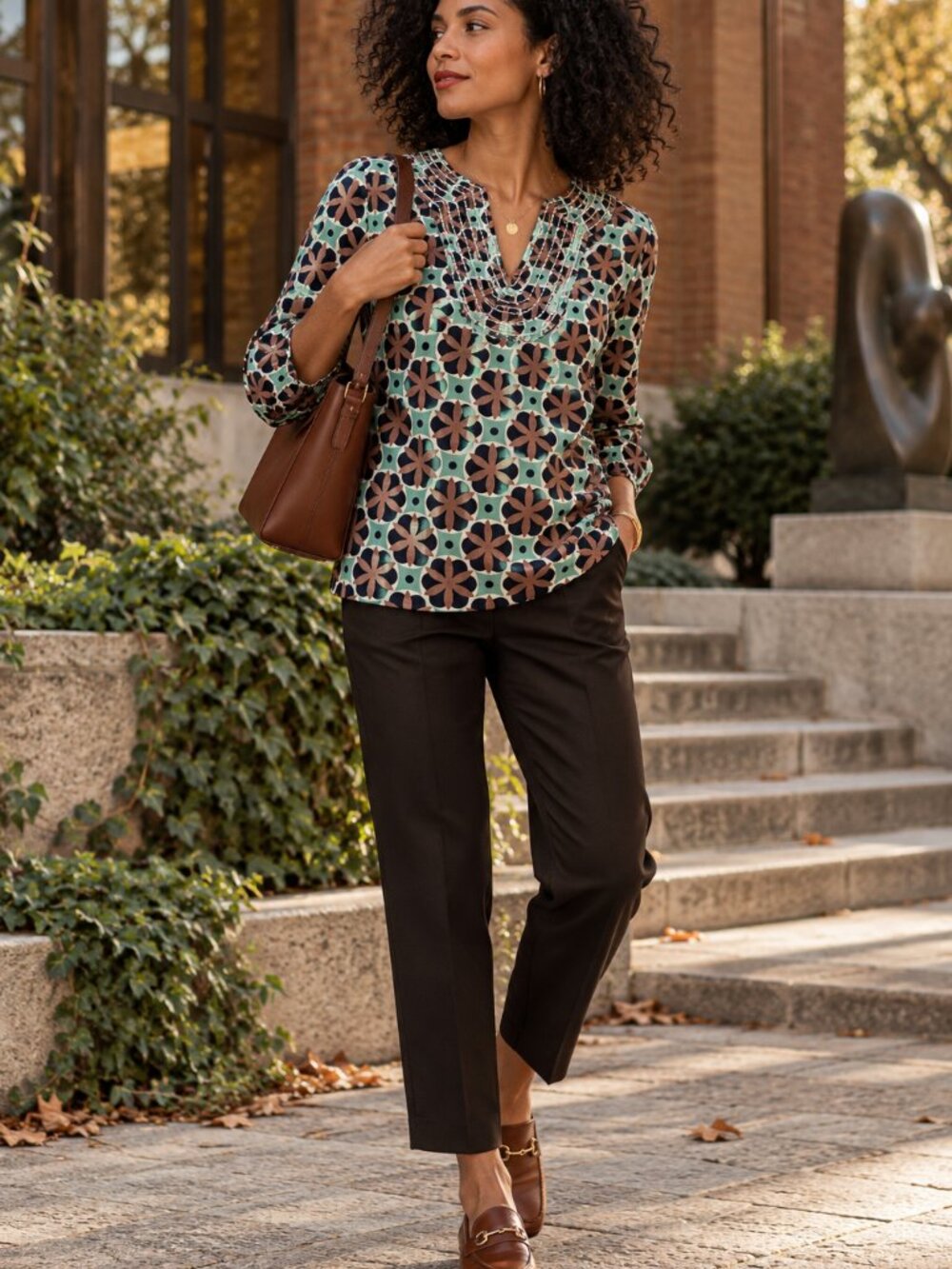 Boden Geometric Medallion Print Cotton Tunic Top Women's 6R Multicolor